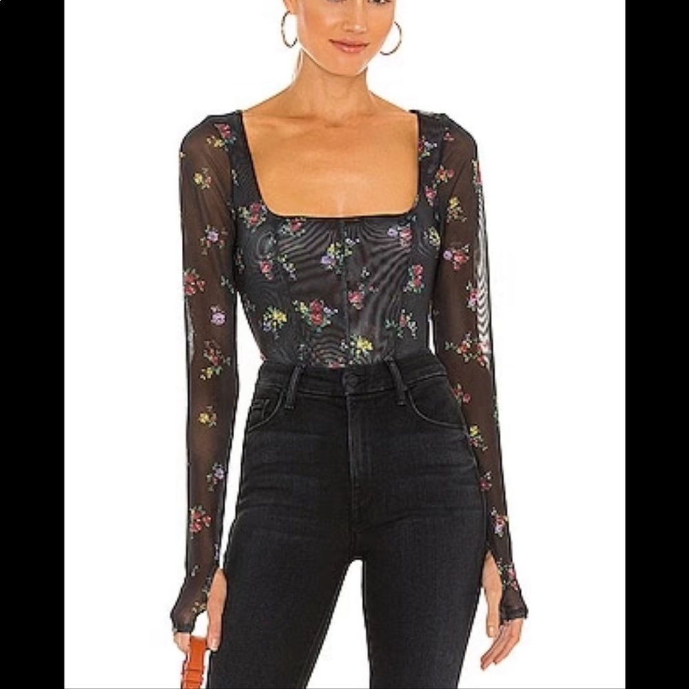 AFRM noir Multi Floral long sleeve top
